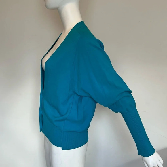 JNBY Women Bright Buttoned Blue Teal Cardigan Cotton Size M Mint Condition - Picture 2 of 7